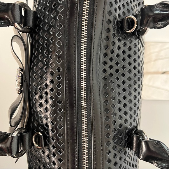 My Flat in London Brighton Alexia Satchel Black Leather Rhinestone - Picture 12 of 16